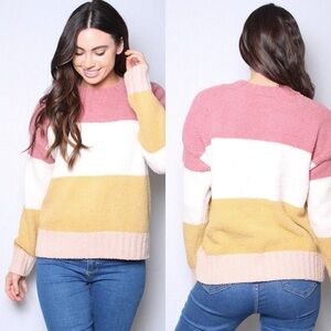 T&S 💝Soft and Cozy Color Block Sweater Size Medium